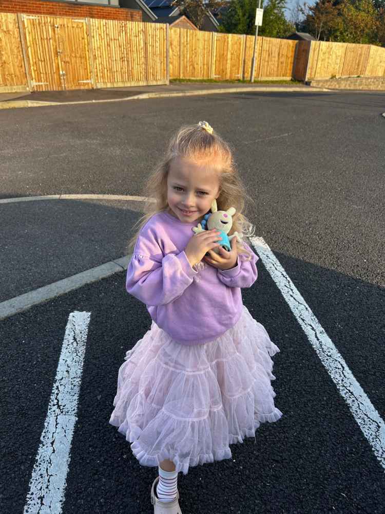 Rebecca Rabbit accompanied Isla on her last day of nursery